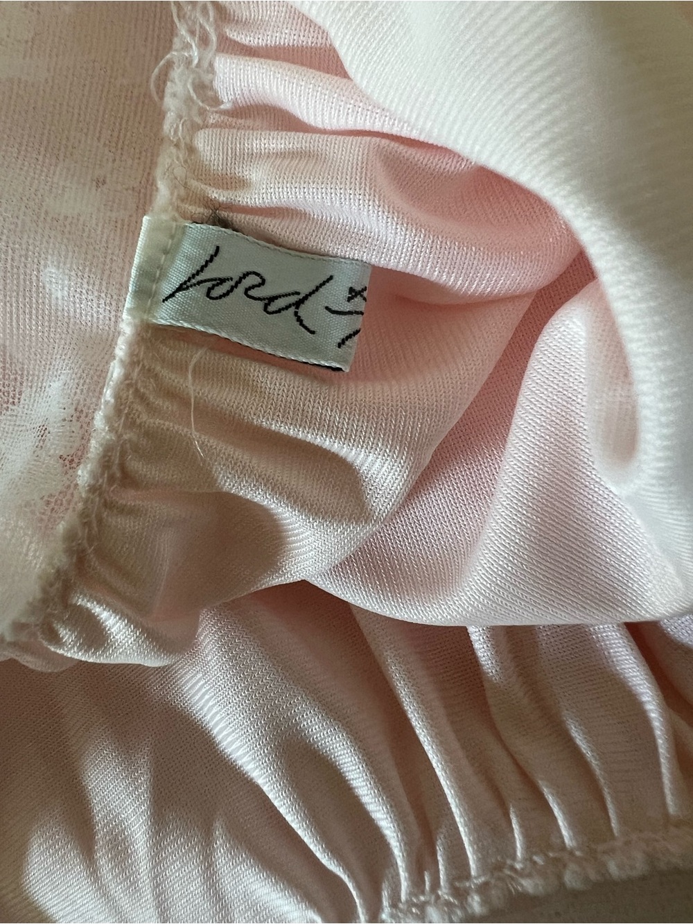 Vintage Lord & Taylor Nightgown Pink & white Stain Sheer white lace trim medium - Picture 6 of 8
